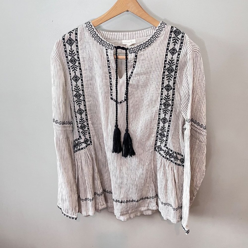 Garnet Hill Embroidered Blouson-Sleeve‎ Blouse- Size 8
